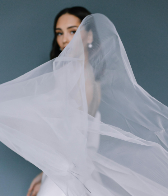 Photo of model in a short wedding gown - desktop image